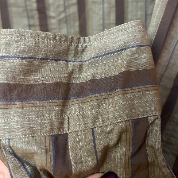 Armani Collezioni Men's Mandarin Collar Striped Long Sleeve Shirt - Size M - Picture 6 of 11